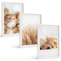 BILDER SET 3er Set - 40x60 cm Weißer Rahmen - Niedliche Tiere, Katzen, Hunde, Boho-Stil - Weiß, Kunststoff (40/60cm) - TULUP