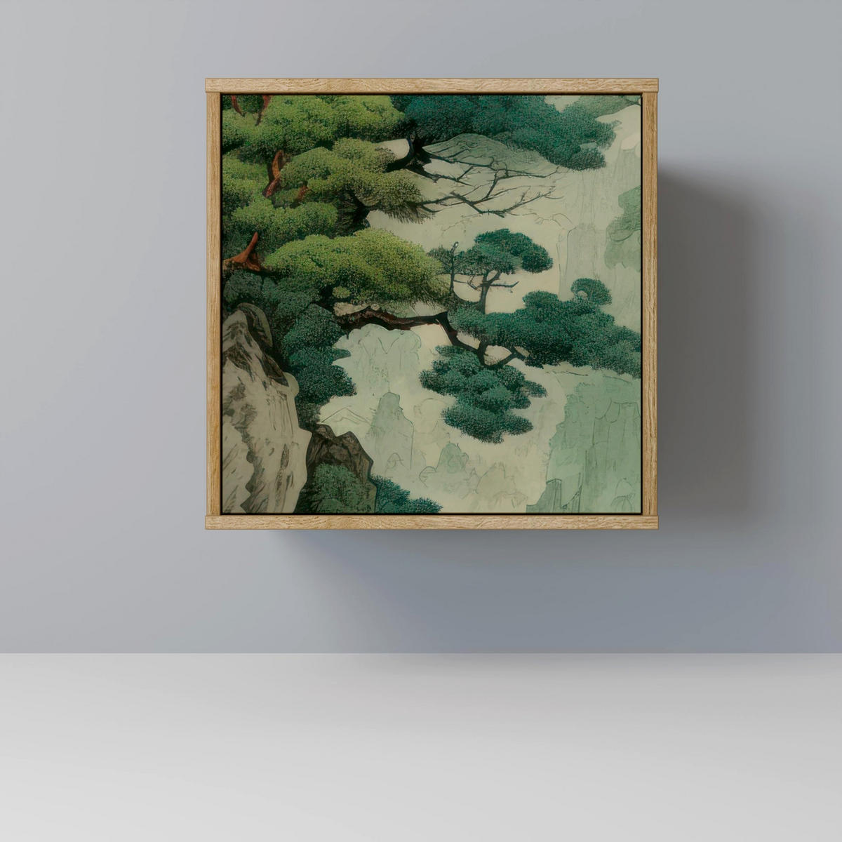 SIDEBOARD VERDURE ABYSS, Eichefarben, 57,5x42x72,5 cm, Schwarze Metallfüße - Eichefarben/Multicolor, Holzwerkstoff/Metall (57.5/72.5/42cm) - SpaceRebels
