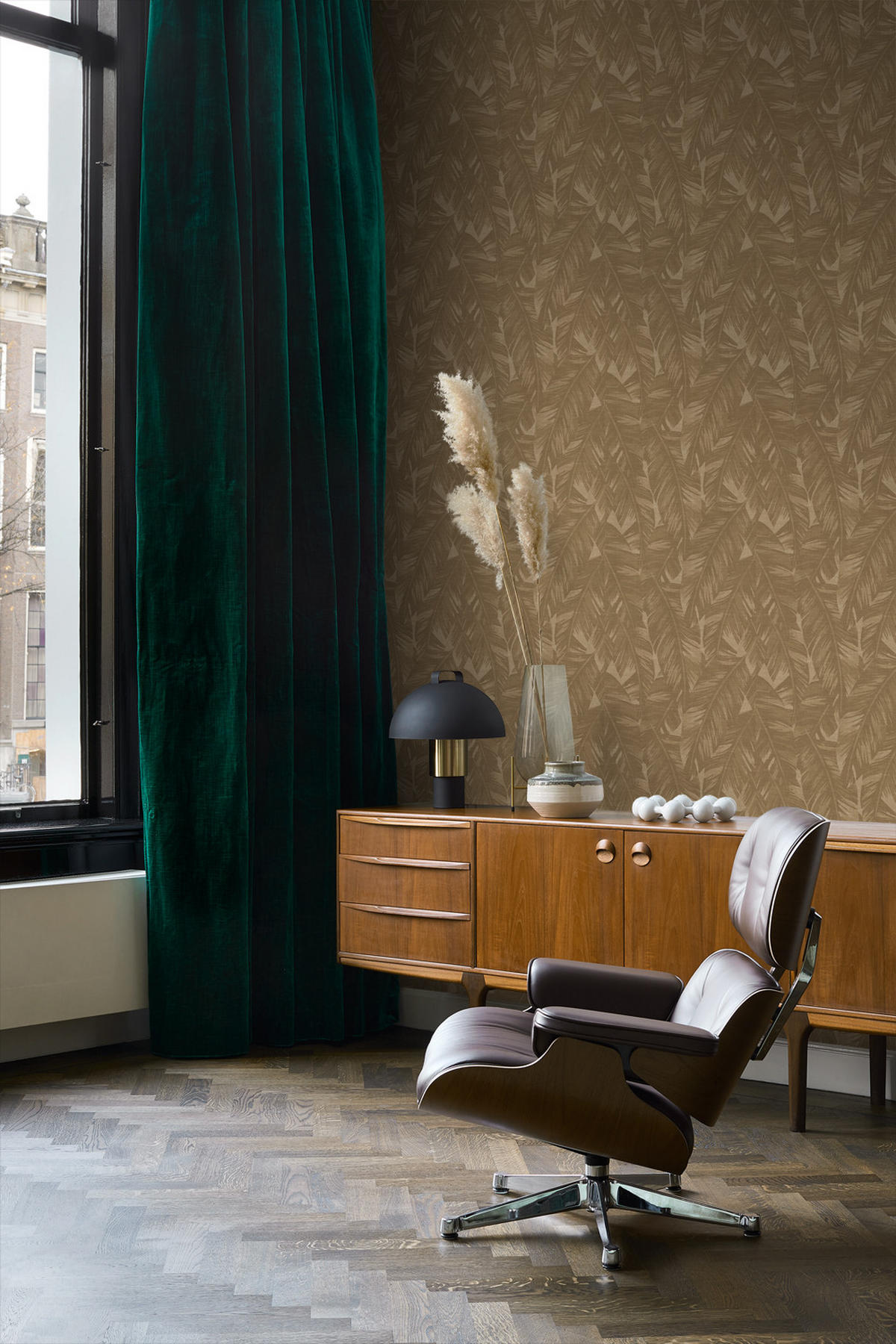 TAPETE Bananenblätter 50 x 900 cm - Braun, Papier (50/900cm) - Origin Wallcoverings