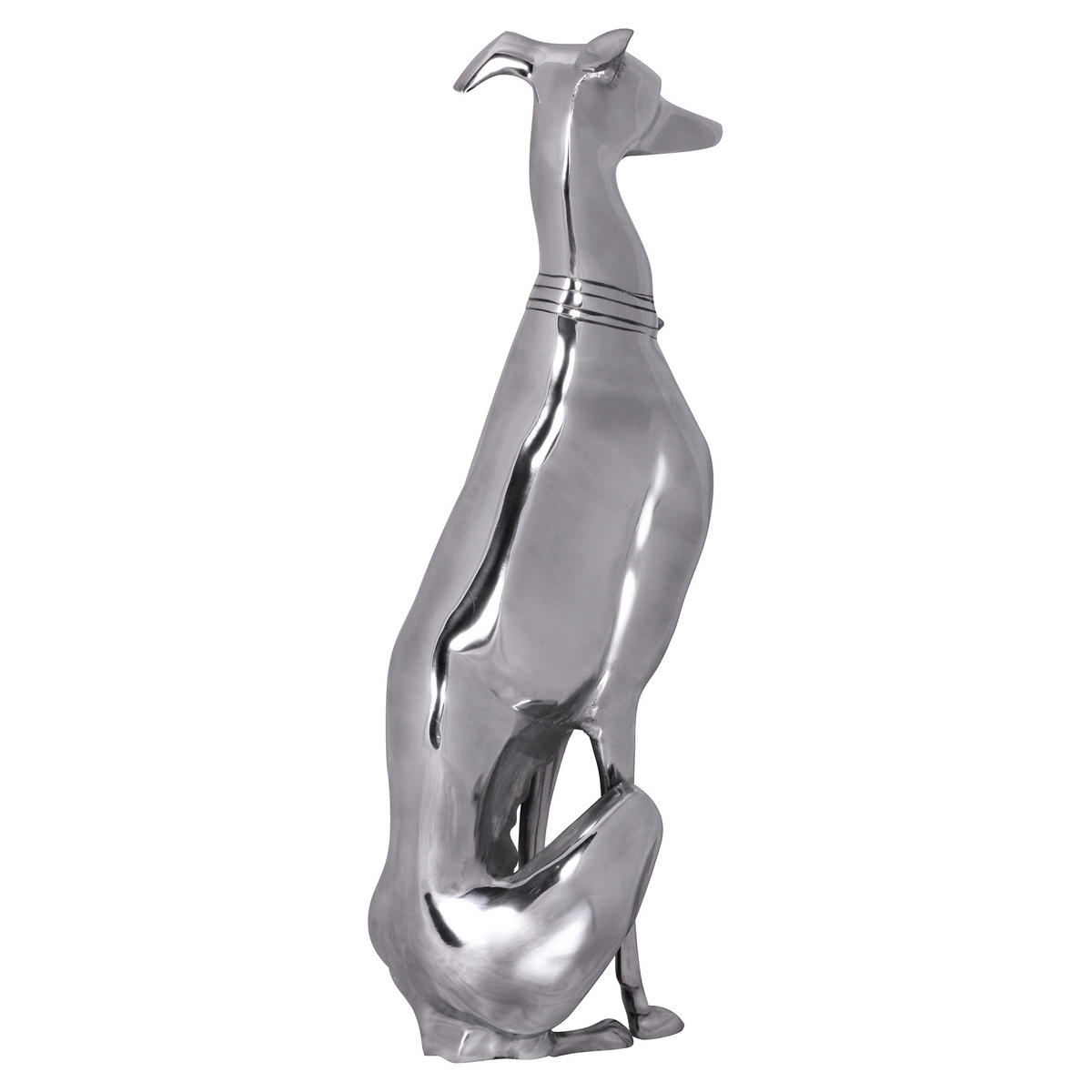 DEKOFIGUR Windhund Aluminium 18x70 cm handgefertigt - Silberfarben, Metall (18/70/25cm) - KADIMA DESIGN