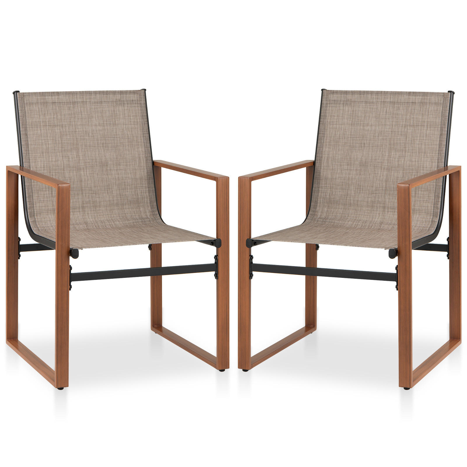 TERRASSENSTUHL Braun(2er-Set) - Braun, Metall (55.5/86/59cm) - COSTWAY