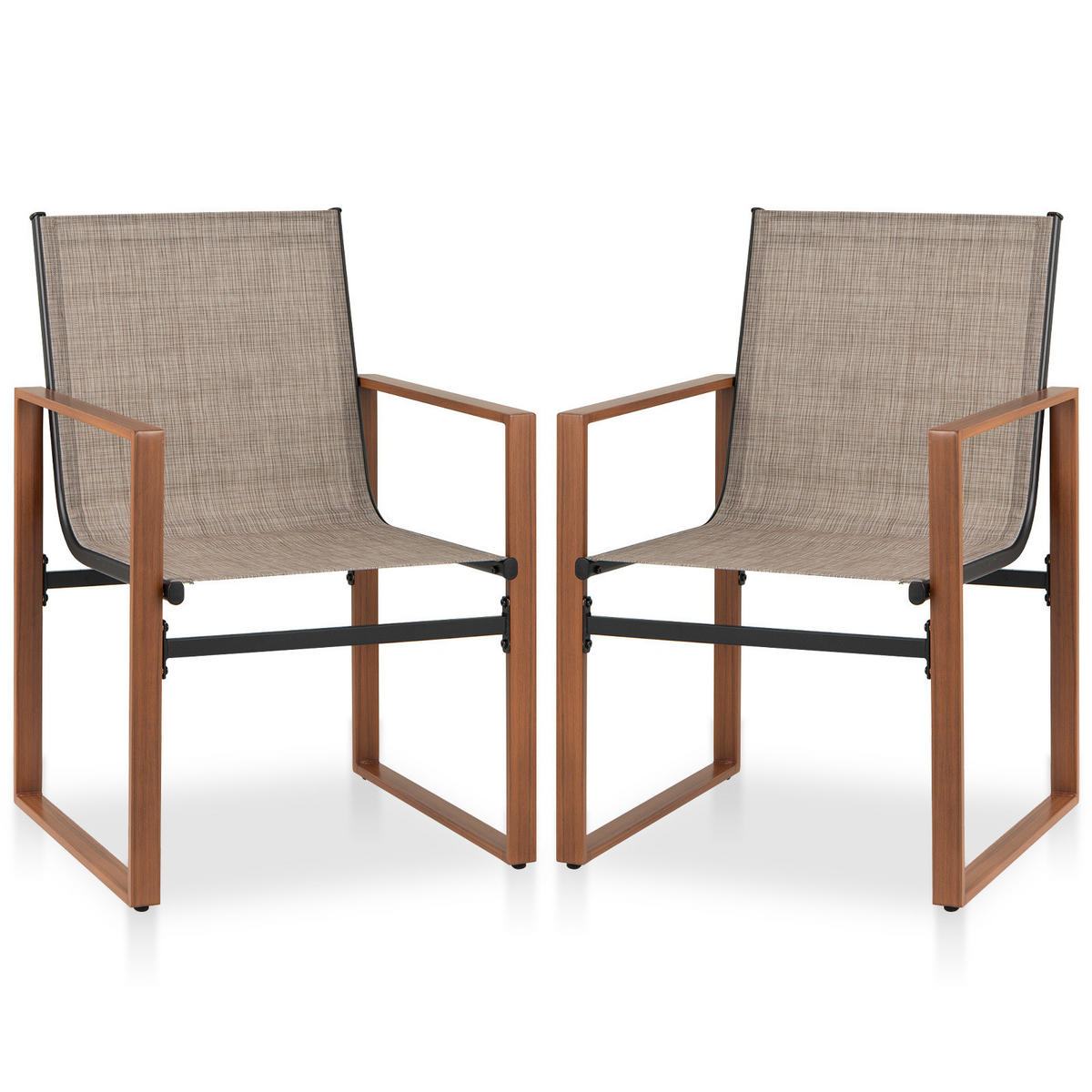 TERRASSENSTUHL Braun(2er-Set) - Braun, Metall (55.5/86/59cm) - COSTWAY