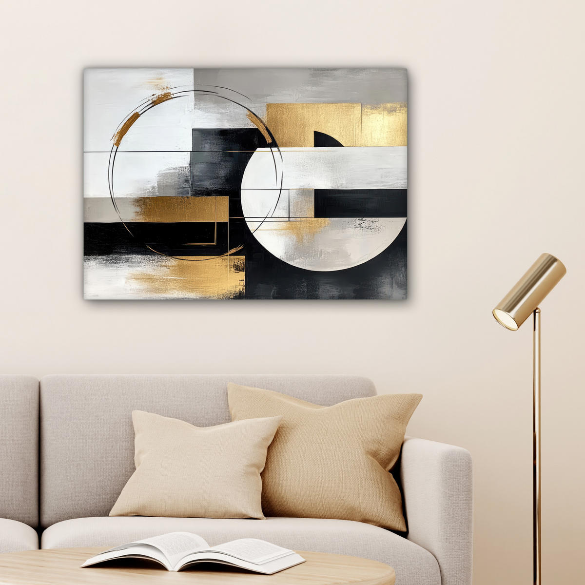 OBRAZ NA PLÁTNE Abstraktné - Zlato - Striebro - Tvary - Estetické 80x60 cm - viacfarebná, textil (80/60cm) - MuchoWow