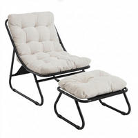 SESSELSET, Relaxsessel mit Hocker,Stahlrahmen,Cord,Weiß - Weiß, Metall (78/86/65cm) - LVHOM