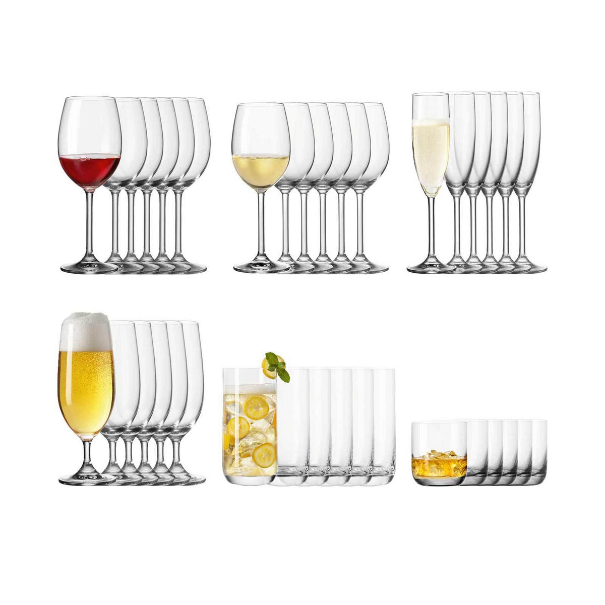 KOMPLETTGLÄSERSET Daily transparent - Transparent, Glas - Leonardo Living