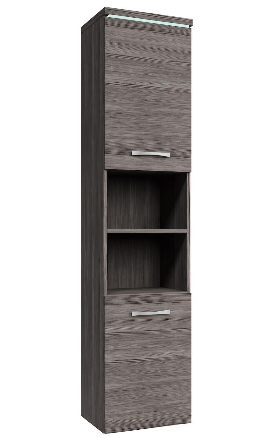 BADEZIMMERSCHRANK Paso mit 2 Türen Grau Eiche - 35 x 35 x 160 cm - Eichefarben/Grau, Holz (35/160/35cm) - Badplaats