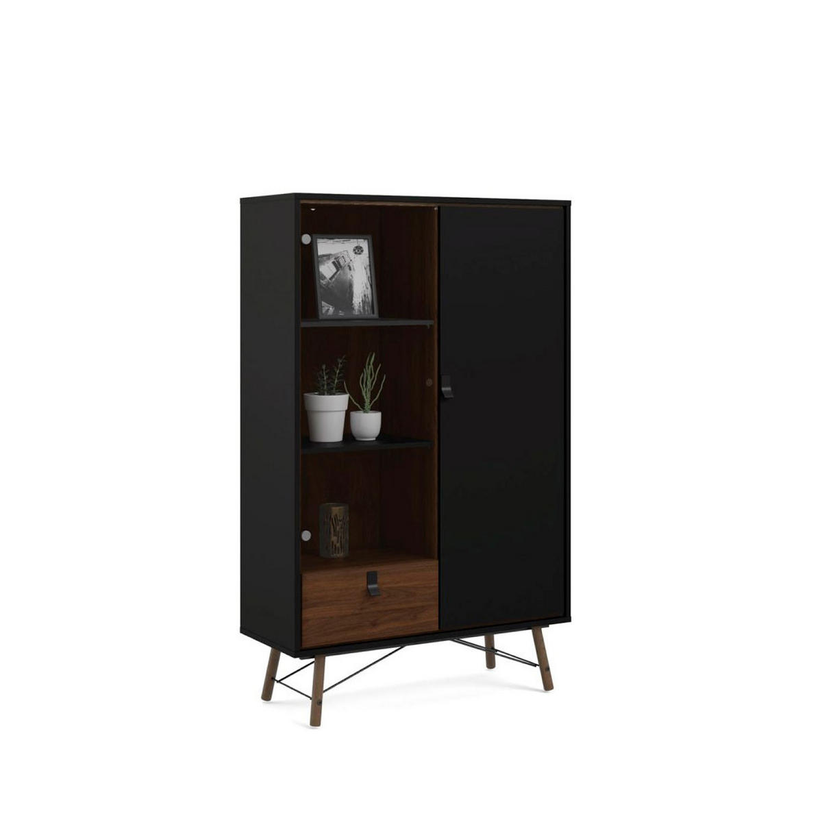 VITRINE Rye Schwarz 102/40/162 cm - Schwarz, Holzwerkstoff (102/162/40cm) - ebuy24