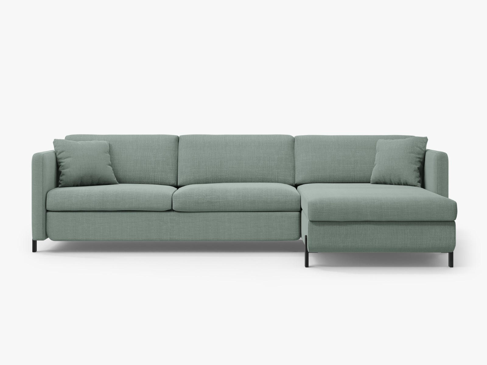 ECKSOFA ausklappbar rechts mit Container Gloria aus strukturiertem Stoff minze 4 Sitzplätze - Mintgrün, Textil (170/260cm) - Micadoni