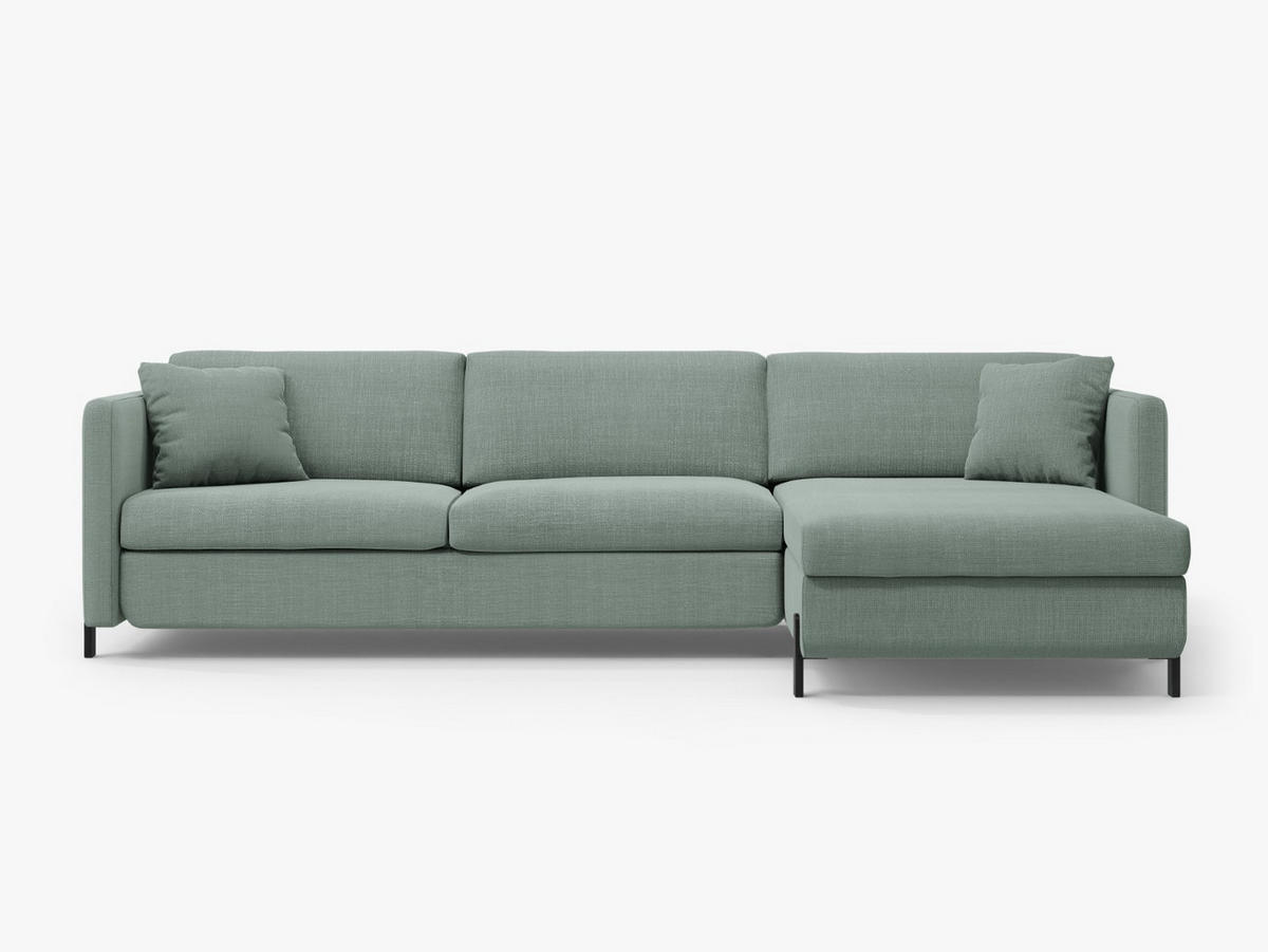 ECKSOFA ausklappbar rechts mit Container Gloria aus strukturiertem Stoff minze 4 Sitzplätze - Mintgrün, Textil (170/260cm) - Micadoni
