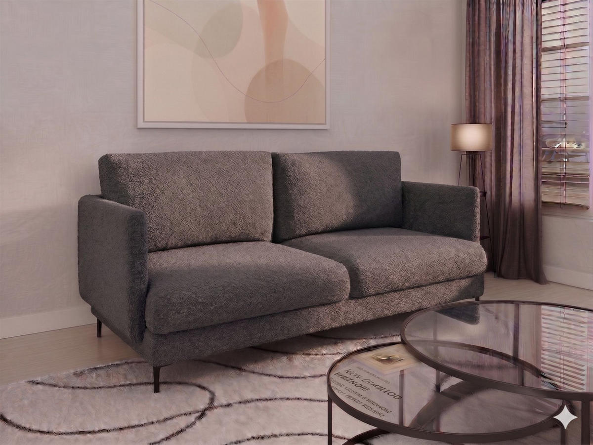 SOFASET Helmer 3-2-1 In Stoff Baloo - Anthrazit, Holzwerkstoff/Textil (226/95/95cm) - Fun Möbel