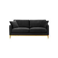 DREISITZER-SOFA Linara-Velluto 20 - Schwarz, Holz/Textil (201/91/95cm)