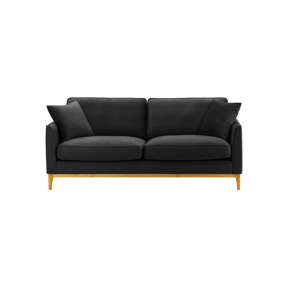 DREISITZER-SOFA Linara-Velluto 20 - Schwarz, Holz/Textil (201/91/95cm)