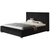 POLSTERBETT Nizza mit Kopfteil, 160x200 cm, Doppelbett mit Bettkasten und Lattenrost aus Holz, Velourstoff Schwarz - Schwarz, Holz/Textil (160/200cm) - Alpi-Möbel