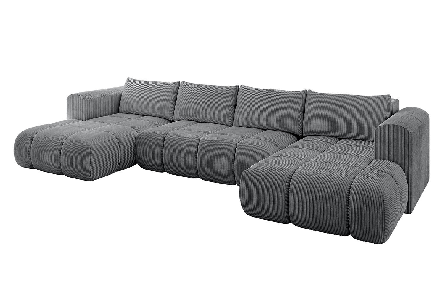 WOHNLANDSCHAFT Ottomane Links CLOUD-U 414x180x40 Dunkelgrau Cord - Dunkelgrau, Holzwerkstoff/Kunststoff (414/90/180cm) - ALTDECOR