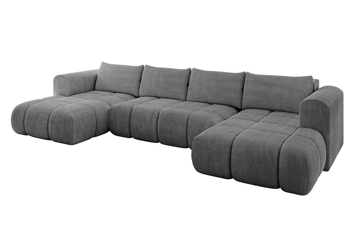 WOHNLANDSCHAFT Ottomane Links CLOUD-U 414x180x40 Dunkelgrau Cord - Dunkelgrau, Holzwerkstoff/Kunststoff (414/90/180cm) - ALTDECOR
