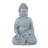 BUDDHAFIGUR - Grau, Kunststoff (10/18/8cm) - Relaxdays