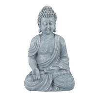 BUDDHAFIGUR - Grau, Kunststoff (10/18/8cm) - Relaxdays
