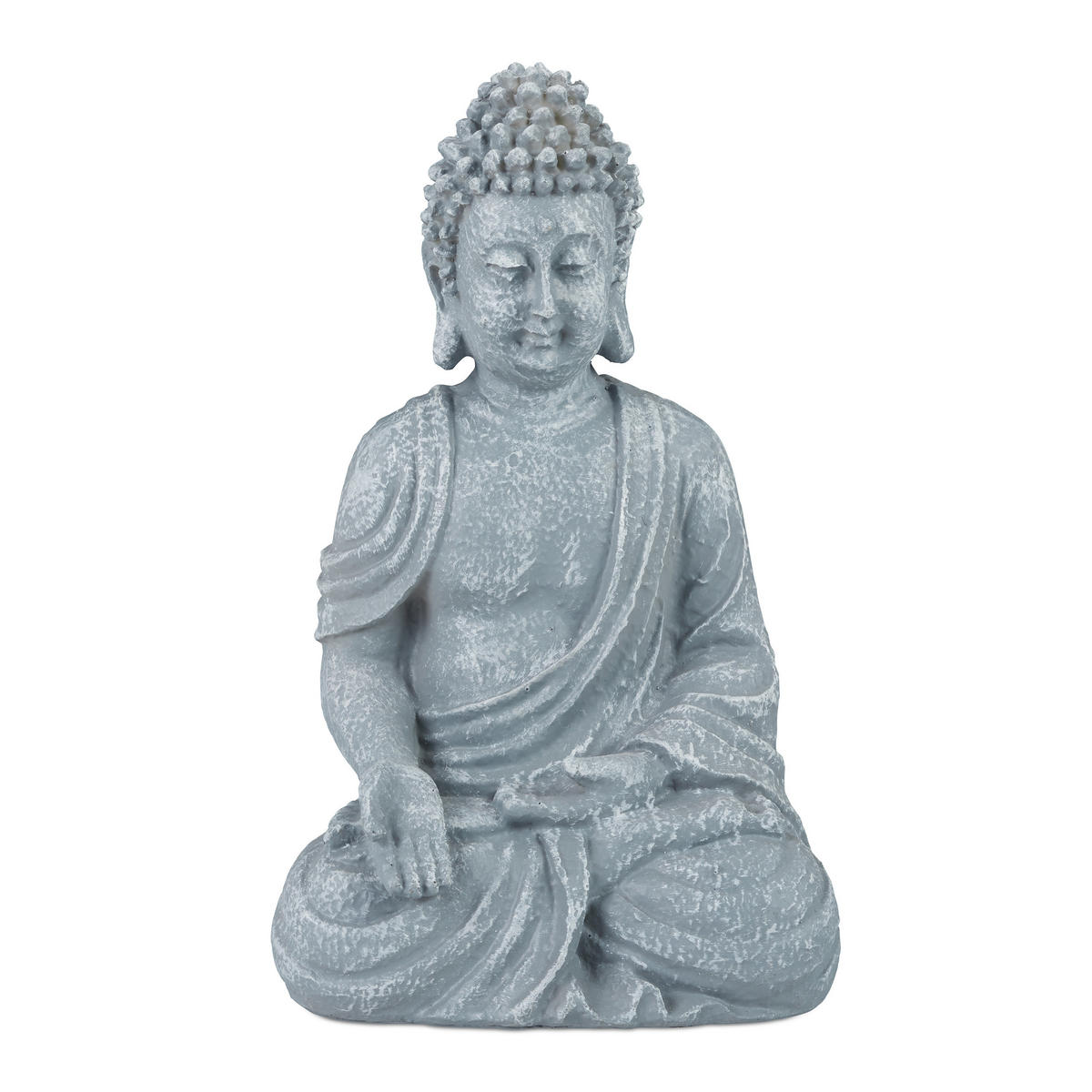 BUDDHAFIGUR - Grau, Kunststoff (10/18/8cm) - Relaxdays
