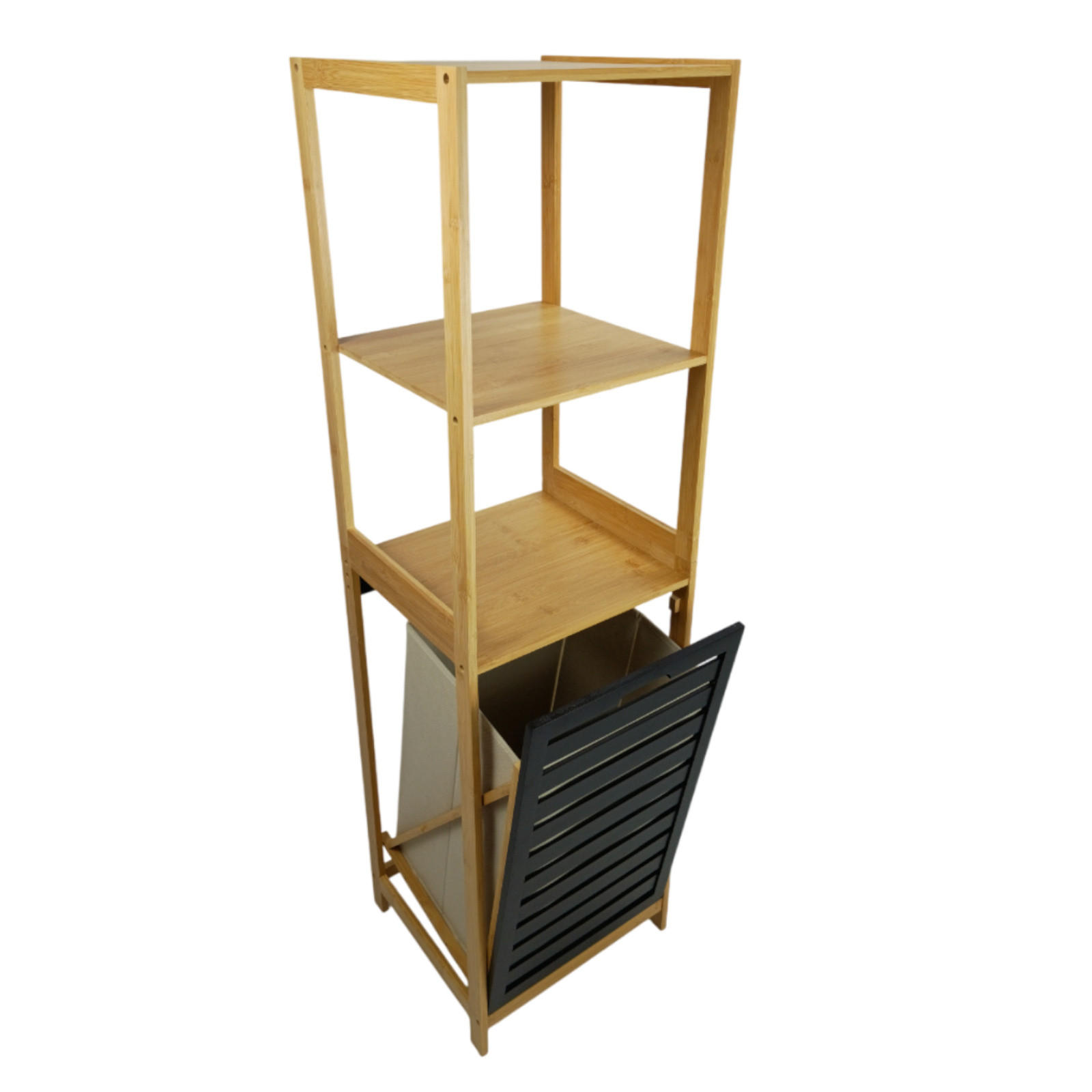 Begryf Badezimmerregal Hellbraun, Schwarz 36x130x33 cm