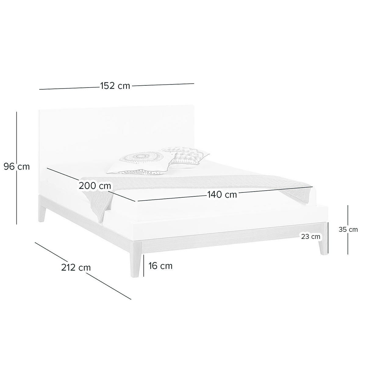BETT - Höhe 96 cm - Beige/Weiß, Eichenholz/Holzwerkstoff (140/200cm) - home24