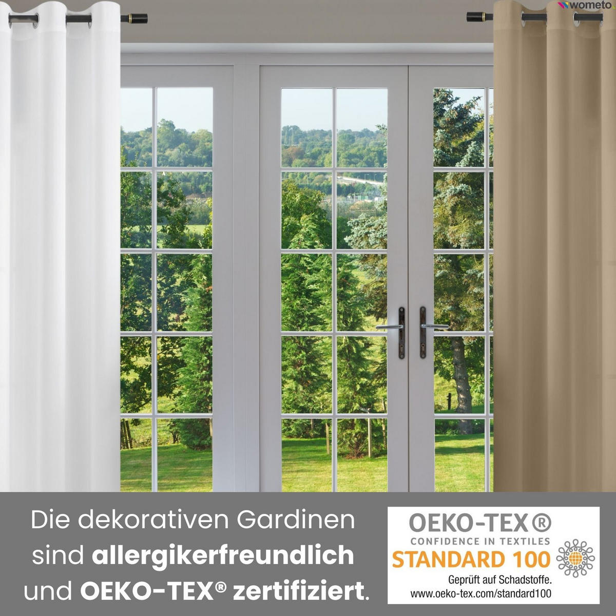 VORHANG Blickdicht beige 140/245 cm mit Ösen - Beige, Textil (140/245cm) - wometo
