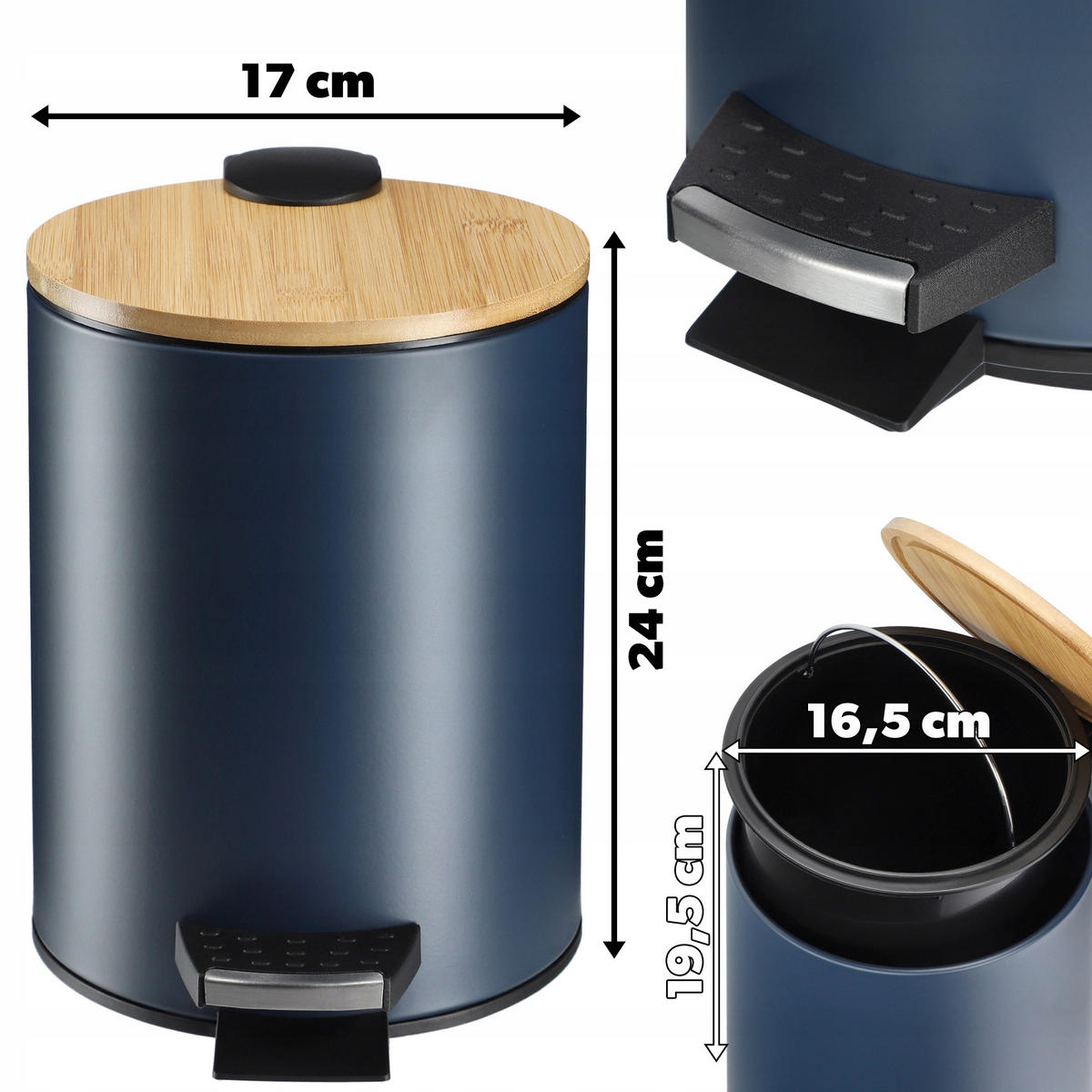 BADEZIMMERKORB marineblau, 3L - Blau, Metall (17/24cm) - KADAX