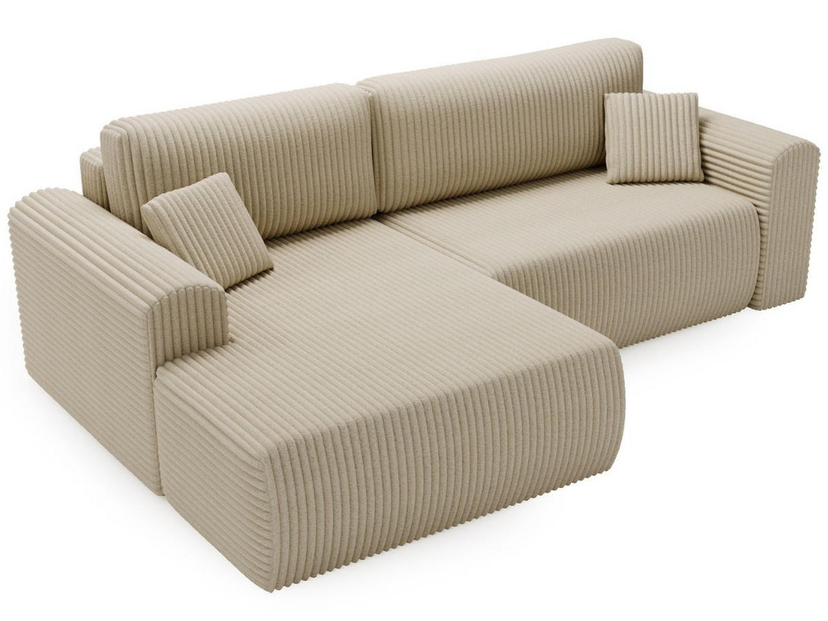 ECKSOFA Belvio Beige Links - Beige/Schwarz, Holz/Textil (257/177cm) - Graingold