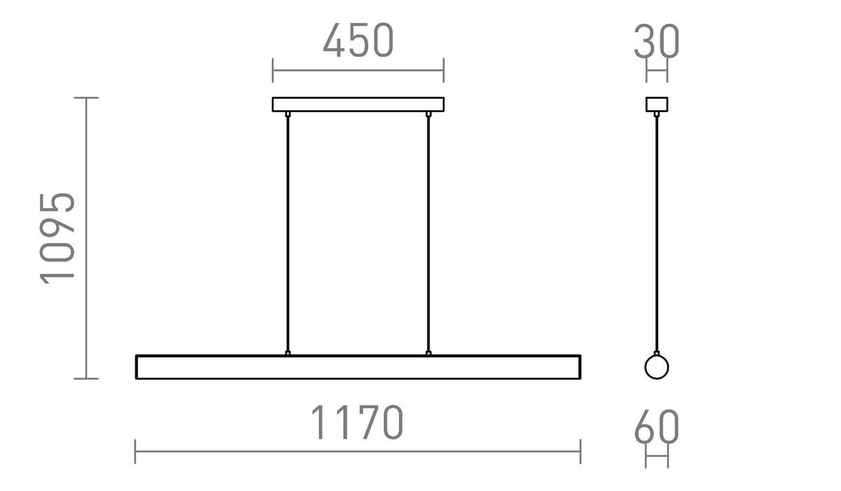 PENDELLEUCHTE RIVIER LED I schwarz 24 W - Schwarz, Metall (30/30/120cm) - Rendl