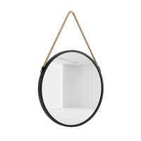 RUNDSPIEGEL mit Juteseil Gema - Schwarz, Glas (37/3/70cm) - SCENA LIVING