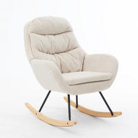 SCHAUKELSTUHL 74/94/96 cm in Beige aus Cord mit Metallgestell - Creme, Metall (74/96/94cm) - OKMYHOME