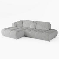 ECKSOFA BARI Links Grau Chenille-Stoff L-Form Couch mit Schlaffunktion & Bettkasten - Schwarz/Grau, Holz (170/280cm) - Barchello