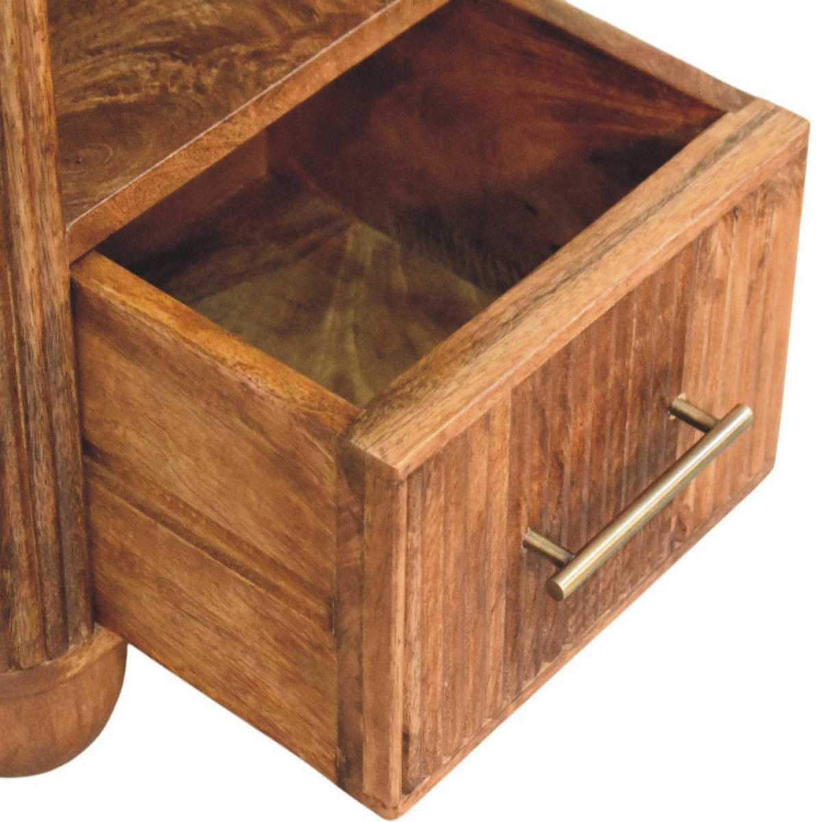 NACHTTISCH mit Golden-Teak-Finish, Tischplatte aus Marmor, 1 Schublade, 1 offene Ablage, braun - Braun, Naturmaterialien/Holz (44/47/34cm) - Artisan Furniture