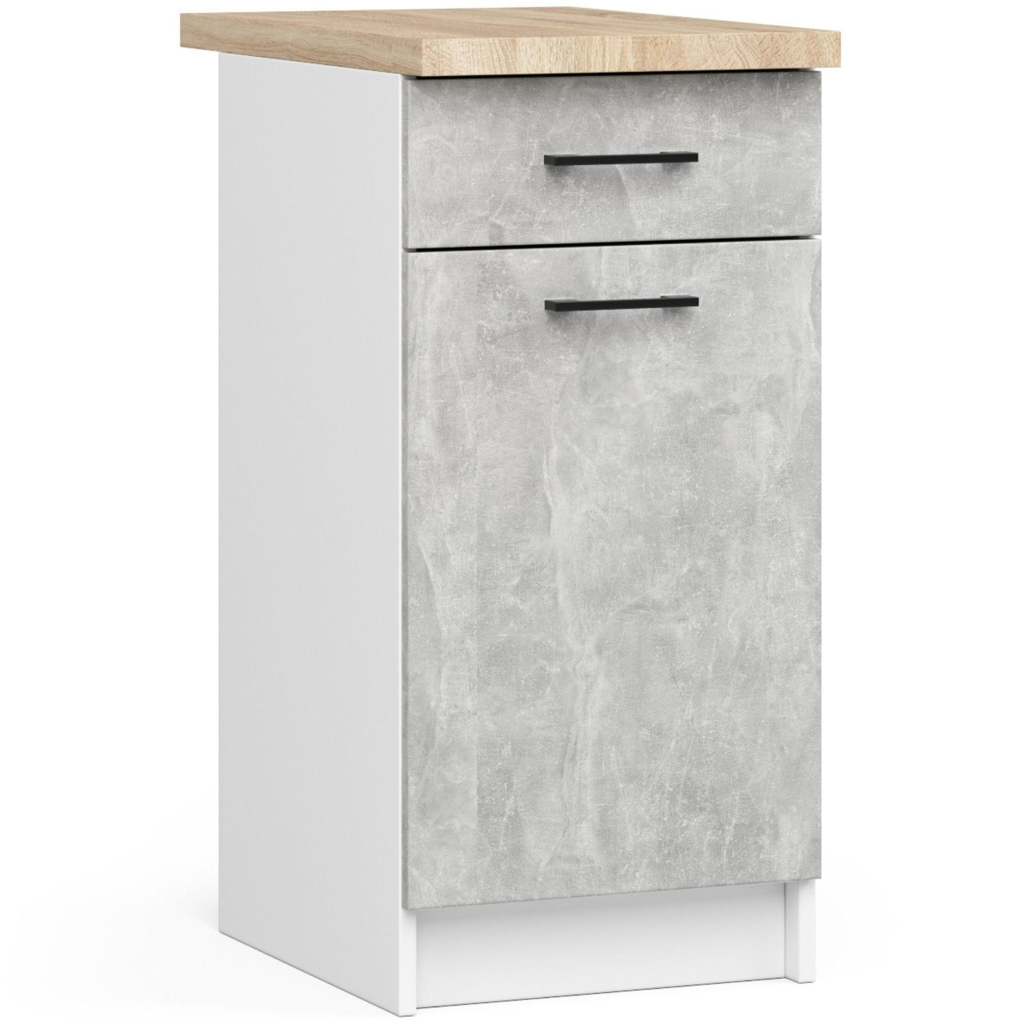 Akord Küchenschrank Weiß, Grau 40x85x46 cm