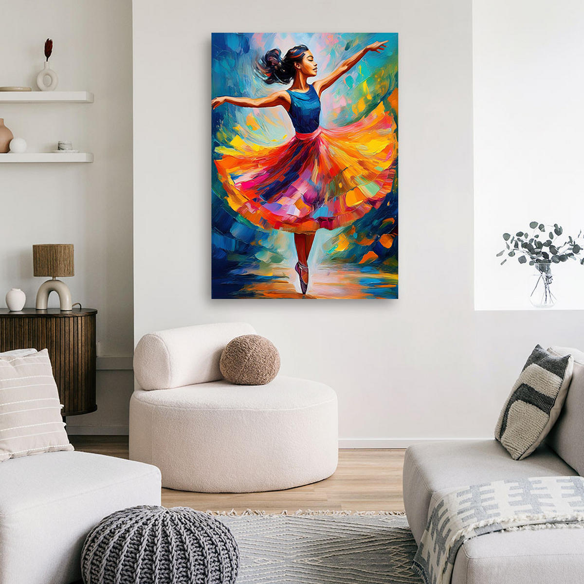 WANDBILD ballerina bunter tanz - Multicolor, Textil (40/60cm) - Feeby