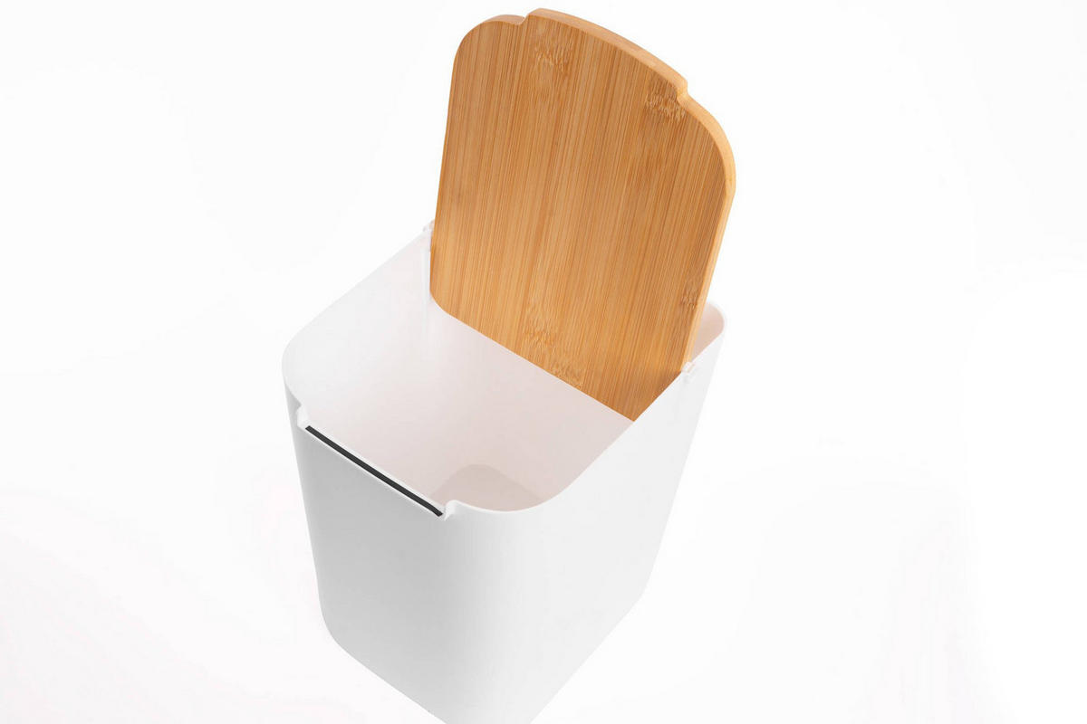 MÜLLEIMER aus Bambus 5 l 22/18/24 cm - Weiß, Naturmaterialien (18/24/22cm) - 5five Simply Smart