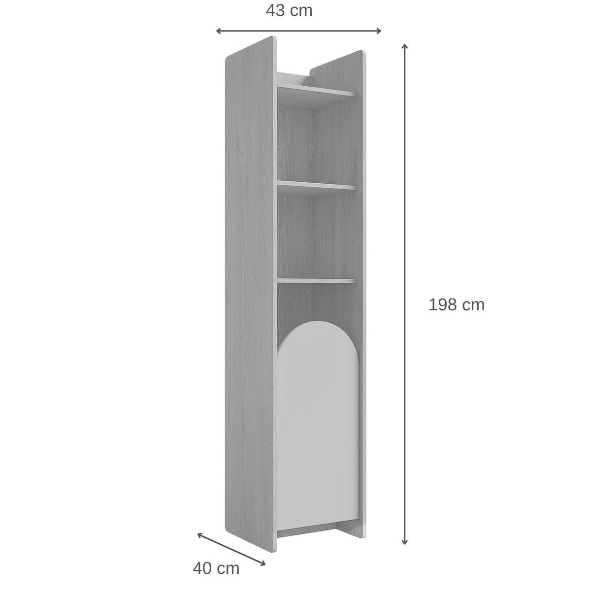 BÜCHERREGAL Lena mit Tür und offenen Fächern, 43 cm, für Jugendliche, Eiche Cremona/Macadamia/Puderrosa, Links - Eichefarben/Beige, Holzwerkstoff (43/198/40cm) - Beautysofa