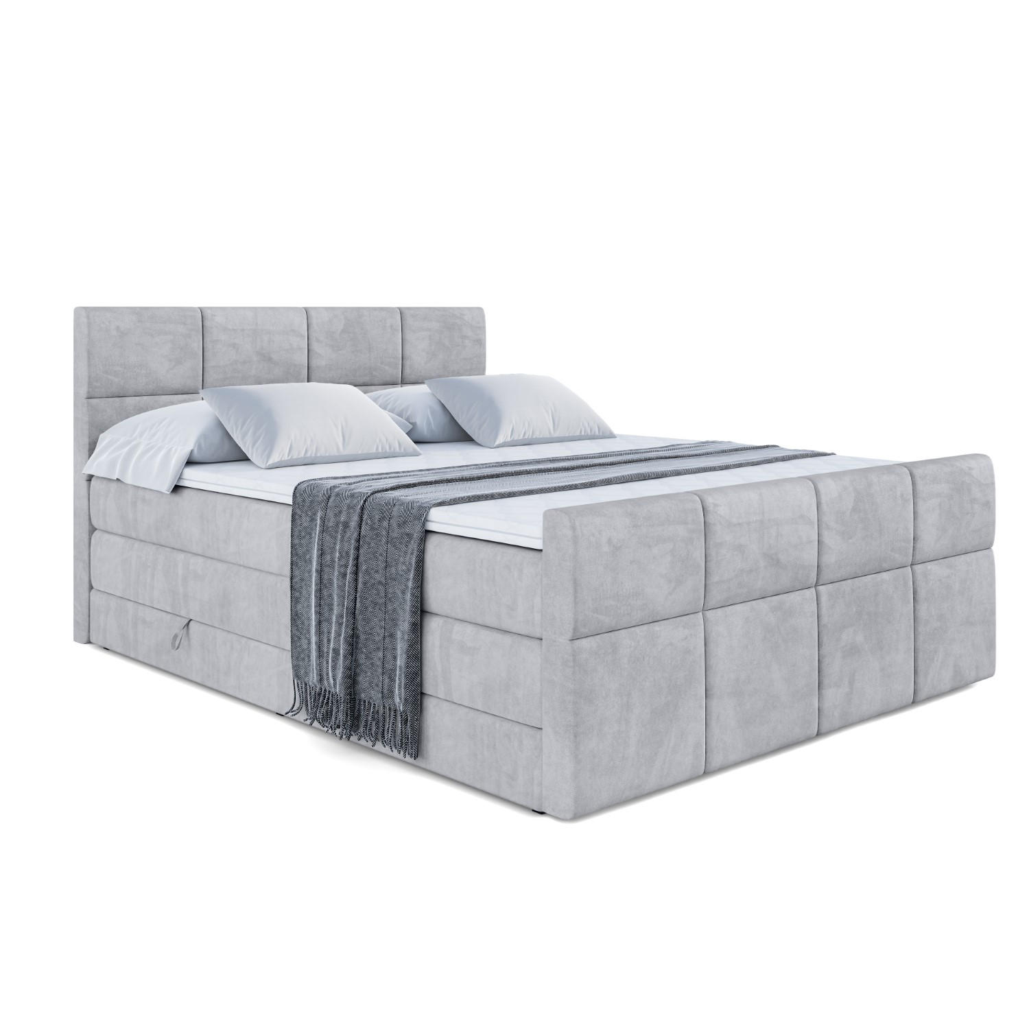 BOXSPRINGBETT ARDENI-Z KING - 200x200 - H3/H4 - Hellgrau - Hellgrau, Holzwerkstoff (200/200cm) - ALTDECOR