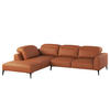 ECKSOFA mit Ottomane - Kastanienfarben/Schwarz, Leder/Metall (263/238cm) - home24