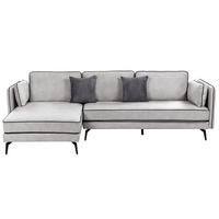 3-SITZER-ECKSOFA Samtstoff Hellgrau Altan - Hellgrau, Textil (268/157cm) - Beliani
