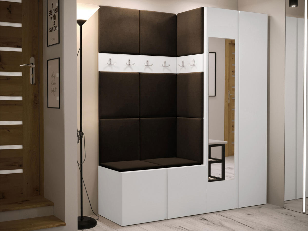 GARDEROBEN-SET Orion XII - Weiß/Braun, Holzwerkstoff/Kunststoff (158/186/46cm) - MIRJAN24