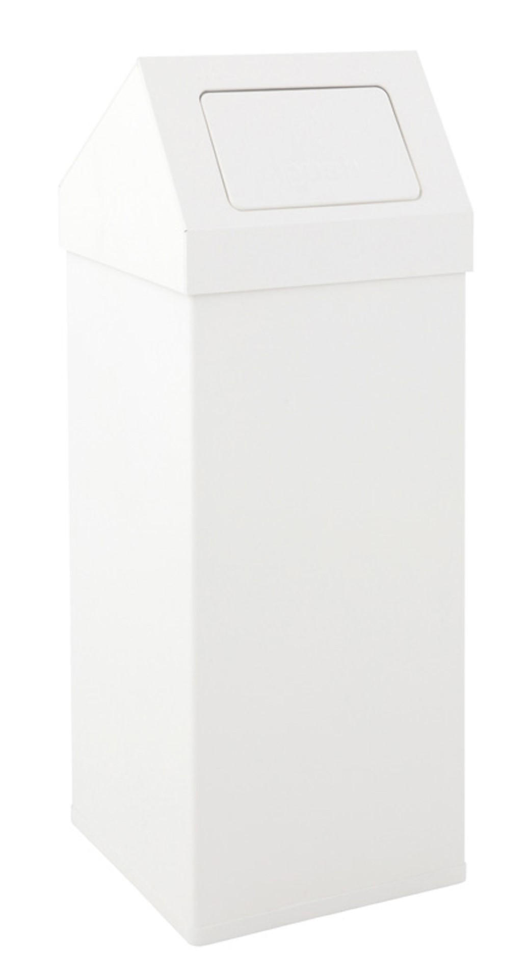ABFALLSAMMLER Eckiger AlumInium Abfallbehälter Haiti Mit Push Deckel 110 Liter 100 x 39 x 39 cm Weiß - Weiß, Metall (39/100/39cm) - PROREGAL