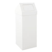 ABFALLSAMMLER Eckiger AlumInium Abfallbehälter Haiti Mit Push Deckel 110 Liter 100 x 39 x 39 cm Weiß - Weiß, Metall (39/100/39cm) - PROREGAL