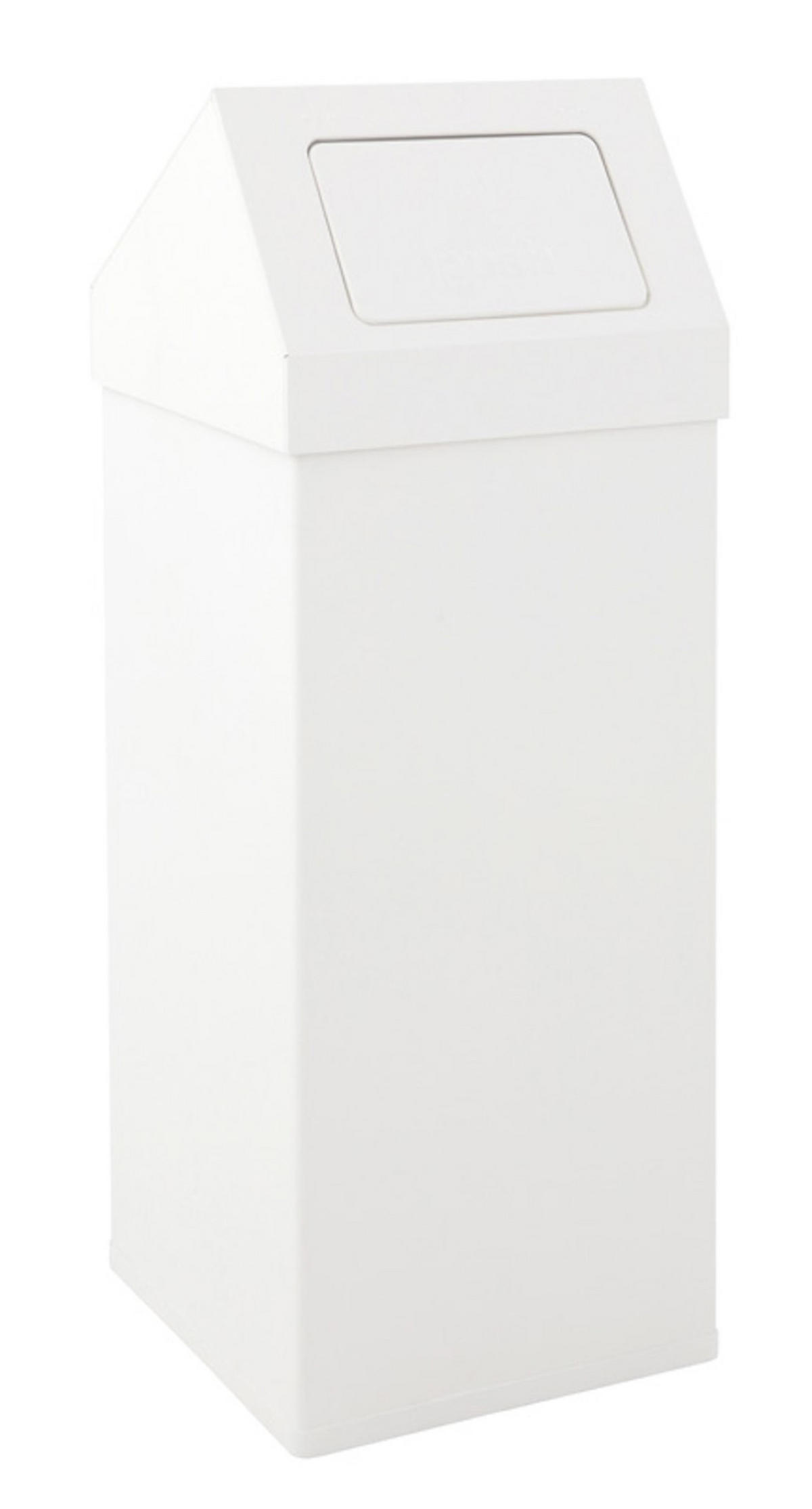 ABFALLSAMMLER Eckiger AlumInium Abfallbehälter Haiti Mit Push Deckel 110 Liter 100 x 39 x 39 cm Weiß - Weiß, Metall (39/100/39cm) - PROREGAL