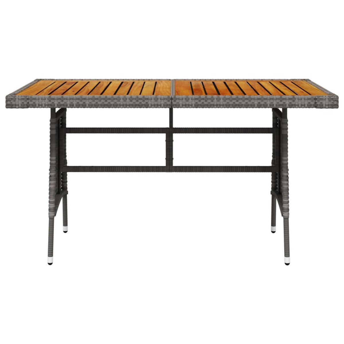 GARTENTISCH Grau 130/70/72 Cm Poly Rattan & Massivholz Akazie - Grau, Kunststoff (130/70/72cm) - vidaXL