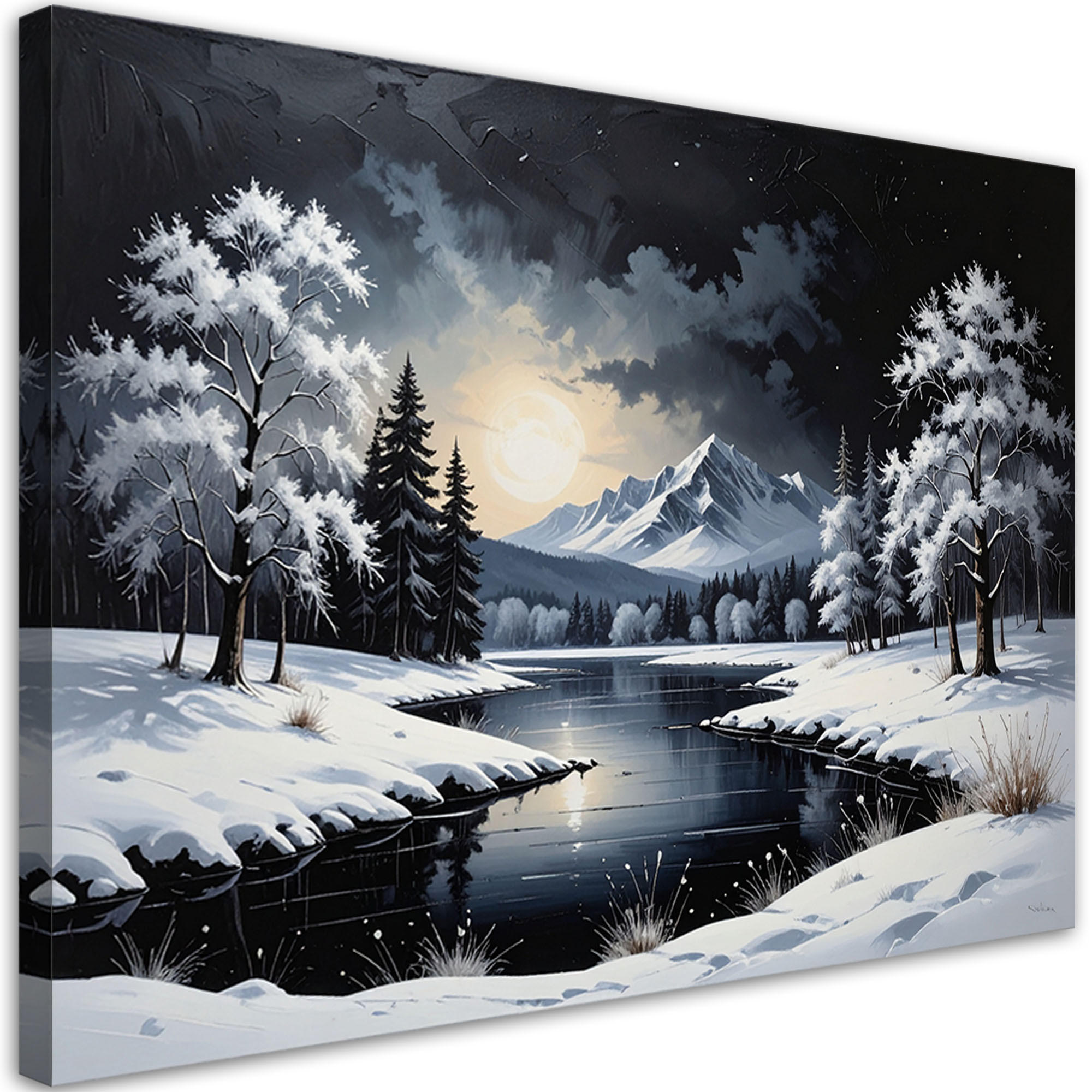 Feeby Leinwandbild Schwarz 60x40 cm