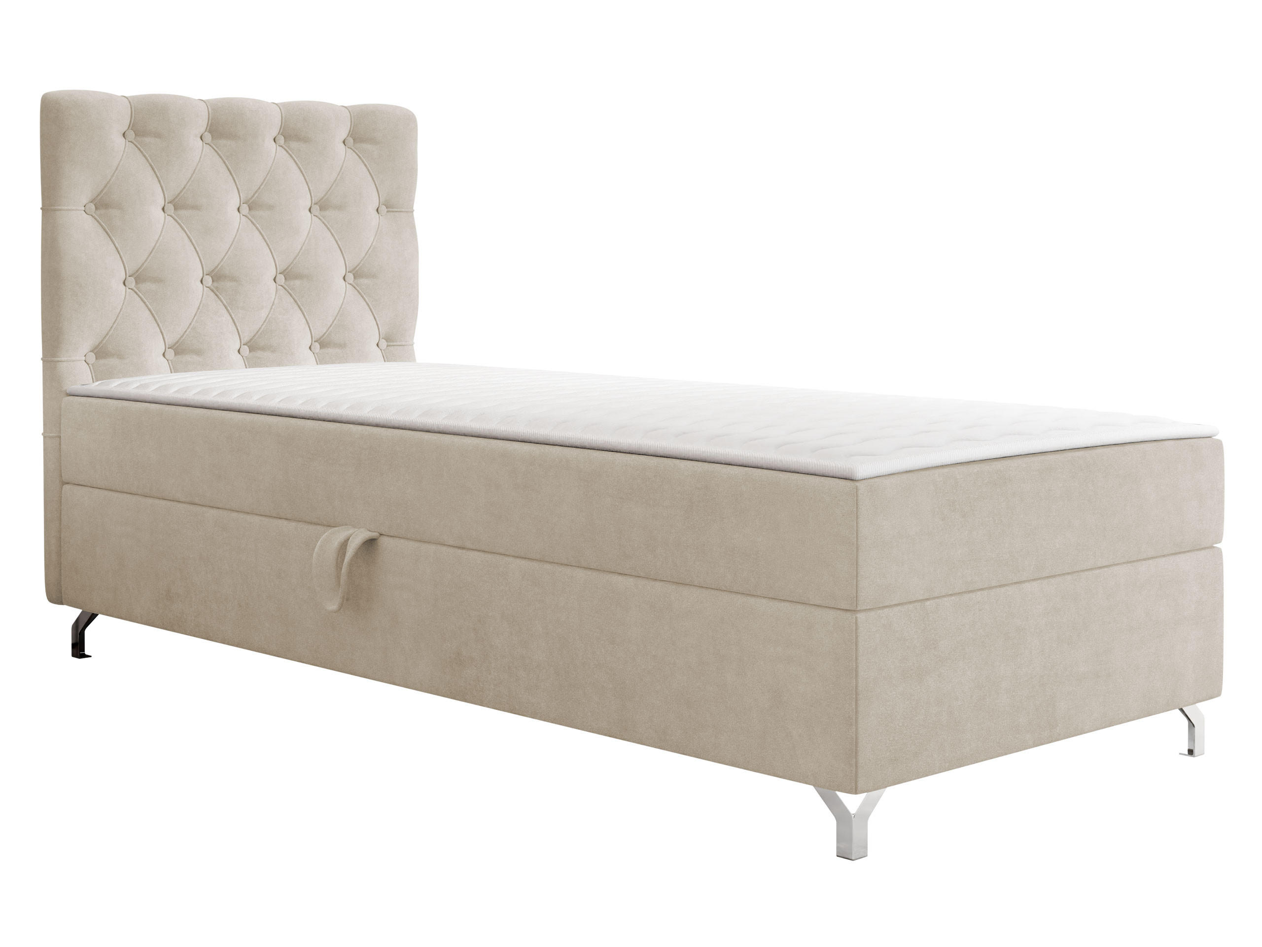BOXBETT Chester 1, Seite: Links - Silberfarben/Naturfarben, Holz/Textil (90/200cm) - MIRJAN24