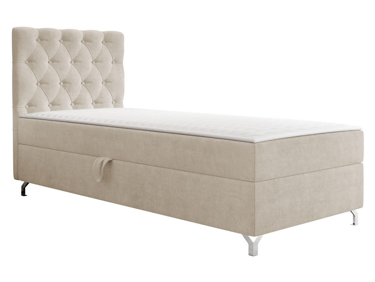 BOXBETT Chester 1, Seite: Links - Silberfarben/Naturfarben, Holz/Textil (90/200cm) - MIRJAN24