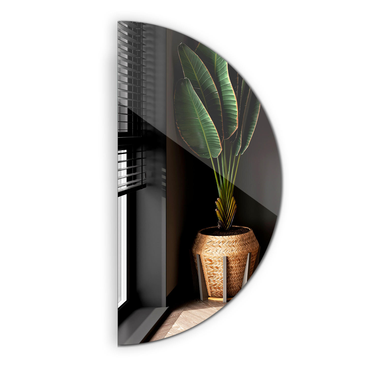 SPIEGEL 50x100 cm Halbrunder - Blaugrau, Glas (50/100/0.4cm) - TULUP