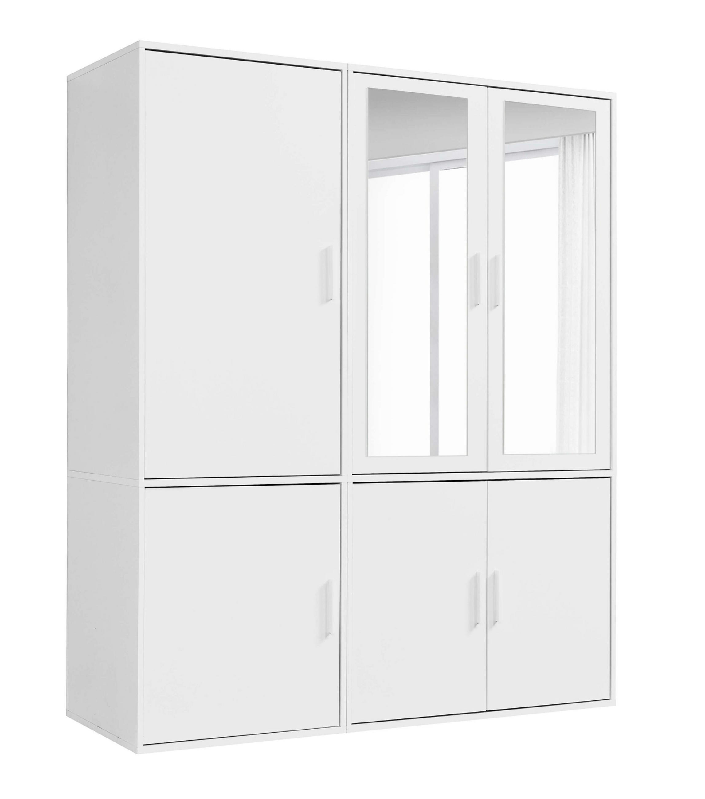 KLEIDERSCHRANK mit Spiegel Der Grenzenlose - Weiß, Holzwerkstoff (150/187/58cm) - Mokebo