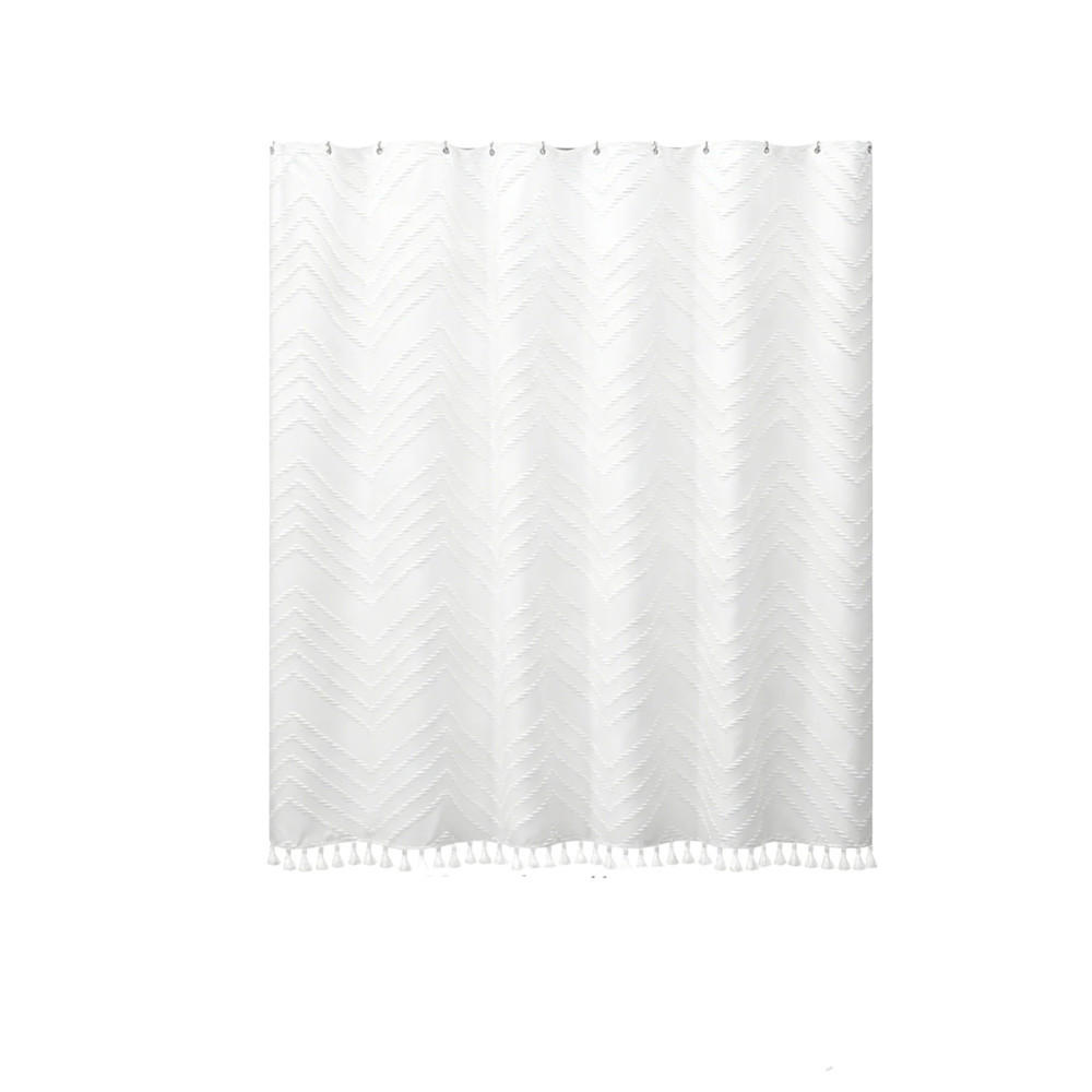 DUSCHVORHANG, weiß, „W“-Muster, 183 x 183 cm, Polyester - Weiß, Textil (183/183cm) - Authentics